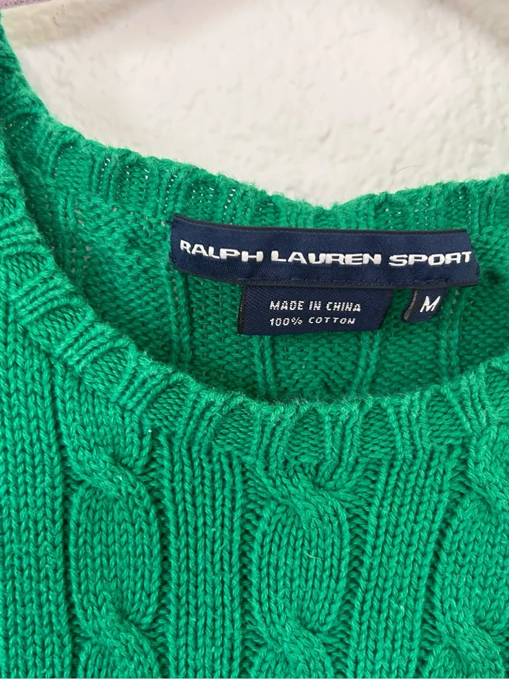 Ralph Lauren Sport Green Cable Knit Short Sleeve Sweater - Picture 3 of 6